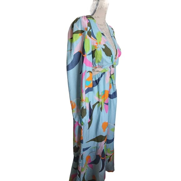 A New Day Long Sleeve Twist Cut Out Dress - XS A New Day Blue Floral Beachy Maxi - Picture 5 of 6